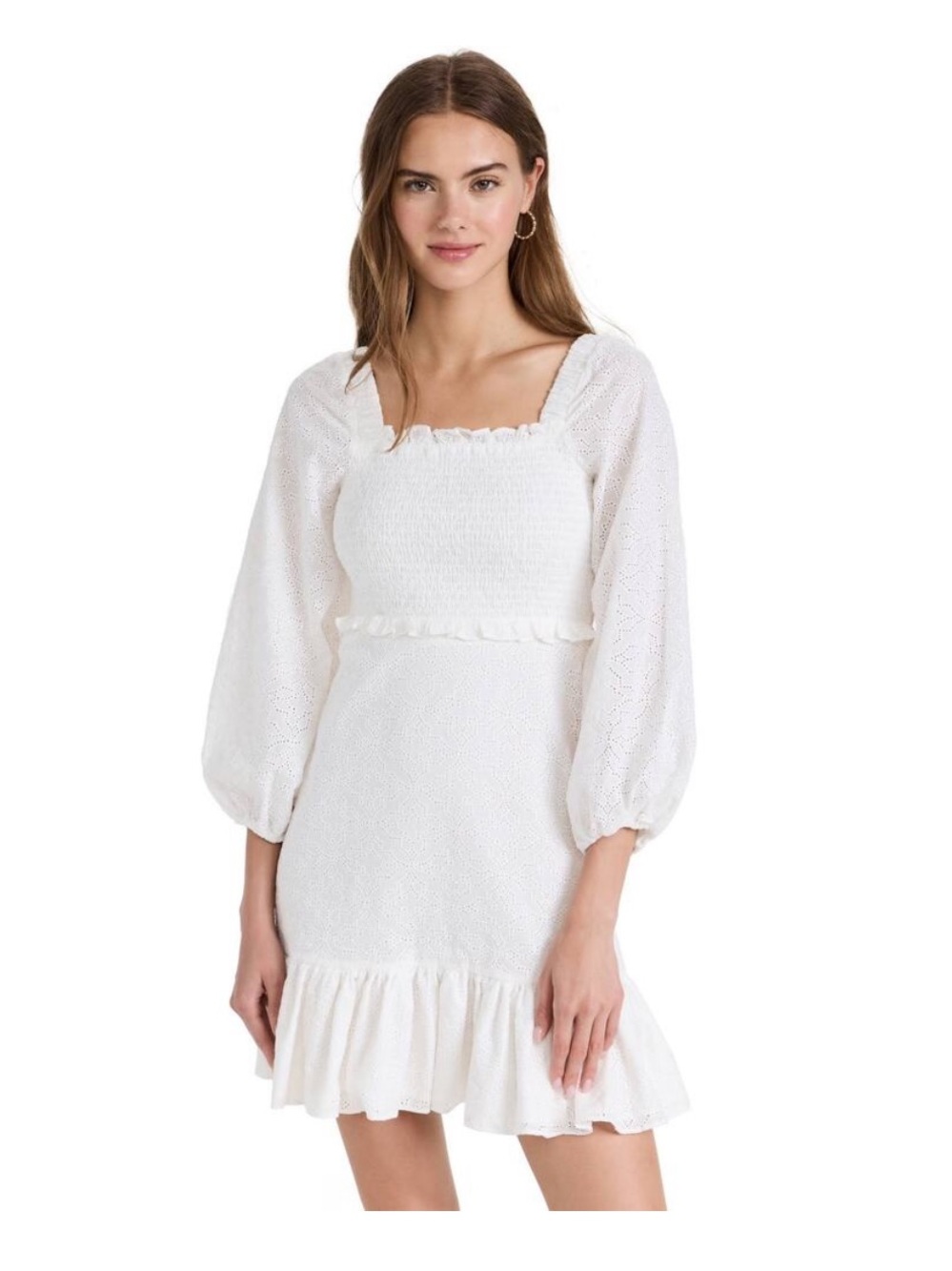 Veronica Beard Denise White Eyelet Mini Dress